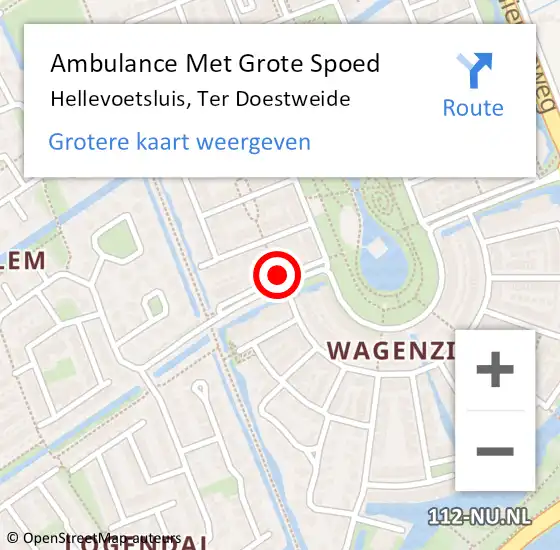 Locatie op kaart van de 112 melding: Ambulance Met Grote Spoed Naar Hellevoetsluis, Ter Doestweide op 9 augustus 2017 14:37