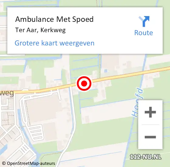 Locatie op kaart van de 112 melding: Ambulance Met Spoed Naar Ter Aar, Kerkweg op 9 augustus 2017 14:54