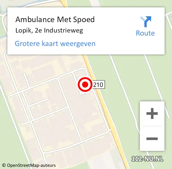 Locatie op kaart van de 112 melding: Ambulance Met Spoed Naar Lopik, 2e Industrieweg op 9 augustus 2017 15:11