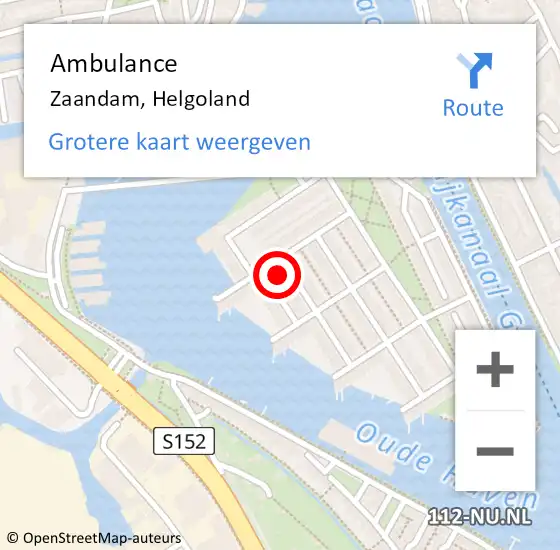 Locatie op kaart van de 112 melding: Ambulance Zaandam, Helgoland op 9 augustus 2017 15:16