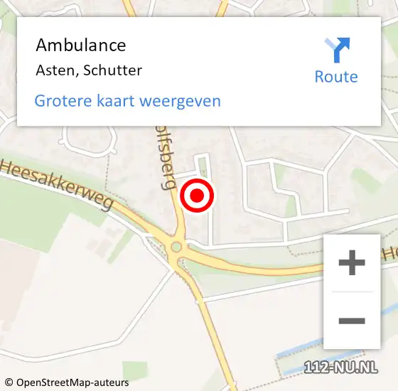 Locatie op kaart van de 112 melding: Ambulance Asten, Schutter op 9 augustus 2017 15:31