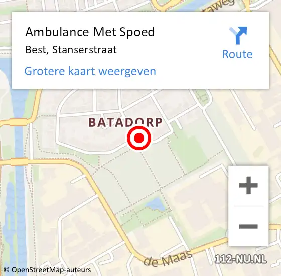 Locatie op kaart van de 112 melding: Ambulance Met Spoed Naar Best, Stanserstraat op 9 augustus 2017 15:34