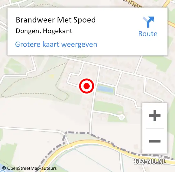 Locatie op kaart van de 112 melding: Brandweer Met Spoed Naar Dongen, Hogekant op 9 augustus 2017 15:40