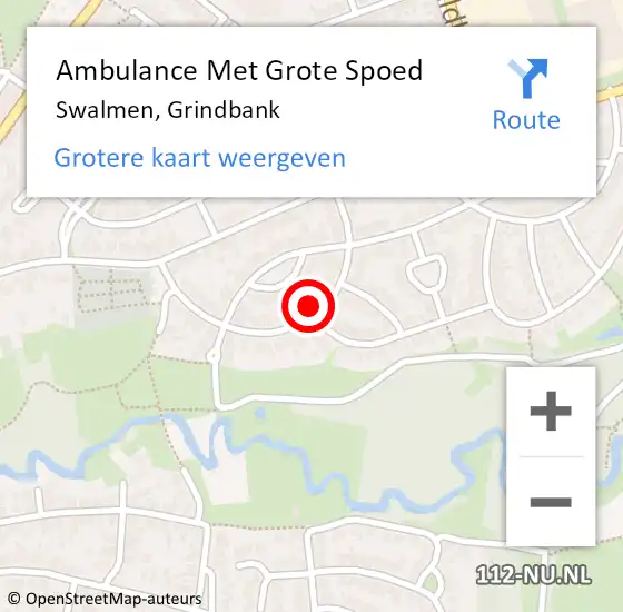 Locatie op kaart van de 112 melding: Ambulance Met Grote Spoed Naar Swalmen, Grindbank op 9 augustus 2017 15:41