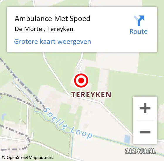 Locatie op kaart van de 112 melding: Ambulance Met Spoed Naar De Mortel, Tereyken op 9 augustus 2017 16:00