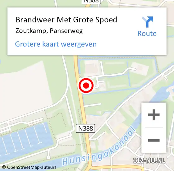 Locatie op kaart van de 112 melding: Brandweer Met Grote Spoed Naar Zoutkamp, Panserweg op 9 augustus 2017 16:24