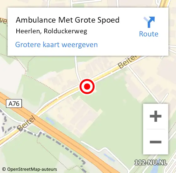 Locatie op kaart van de 112 melding: Ambulance Met Grote Spoed Naar Heerlen, Rolduckerweg op 29 januari 2014 12:40
