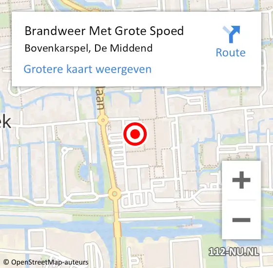 Locatie op kaart van de 112 melding: Brandweer Met Grote Spoed Naar Bovenkarspel, De Middend op 9 augustus 2017 17:00