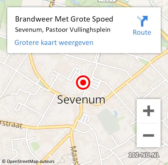 Locatie op kaart van de 112 melding: Brandweer Met Grote Spoed Naar Sevenum, Pastoor Vullinghsplein op 9 augustus 2017 17:09