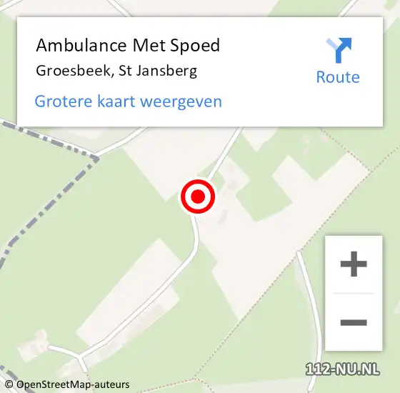 Locatie op kaart van de 112 melding: Ambulance Met Spoed Naar Groesbeek, St Jansberg op 9 augustus 2017 17:17