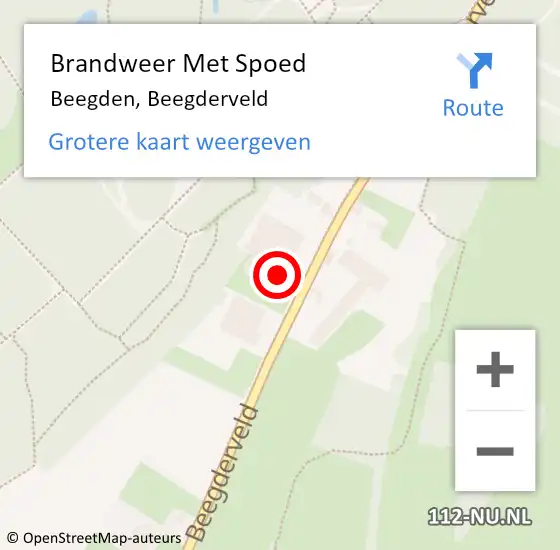 Locatie op kaart van de 112 melding: Brandweer Met Spoed Naar Beegden, Beegderveld op 9 augustus 2017 18:27