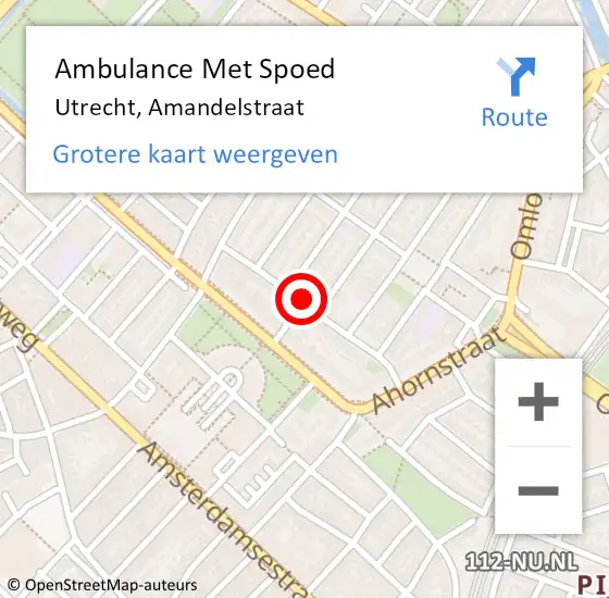 Locatie op kaart van de 112 melding: Ambulance Met Spoed Naar Utrecht, Amandelstraat op 9 augustus 2017 18:44