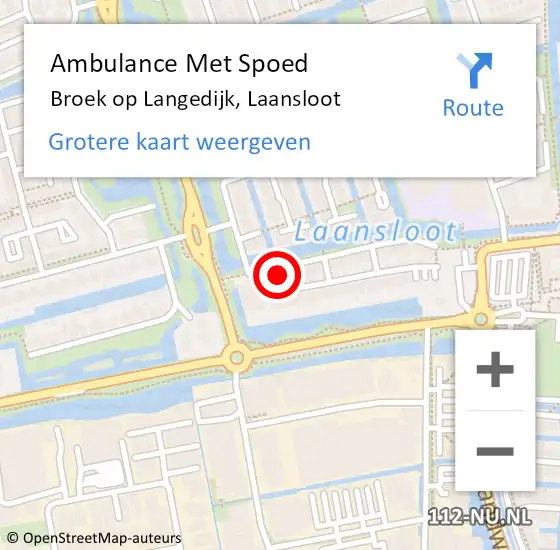 Locatie op kaart van de 112 melding: Ambulance Met Spoed Naar Broek op Langedijk, Laansloot op 9 augustus 2017 19:03