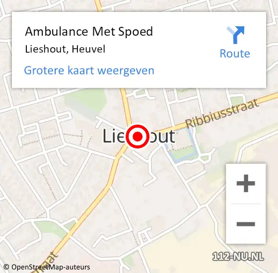 Locatie op kaart van de 112 melding: Ambulance Met Spoed Naar Lieshout, Heuvel op 9 augustus 2017 20:03