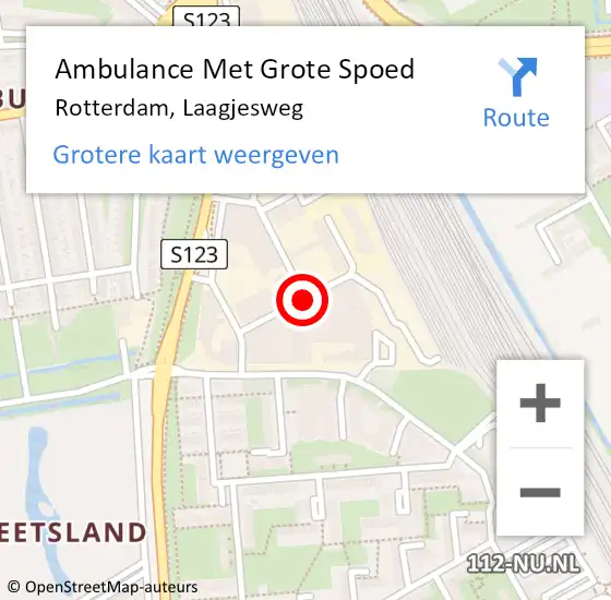 Locatie op kaart van de 112 melding: Ambulance Met Grote Spoed Naar Rotterdam, Laagjesweg op 9 augustus 2017 20:33