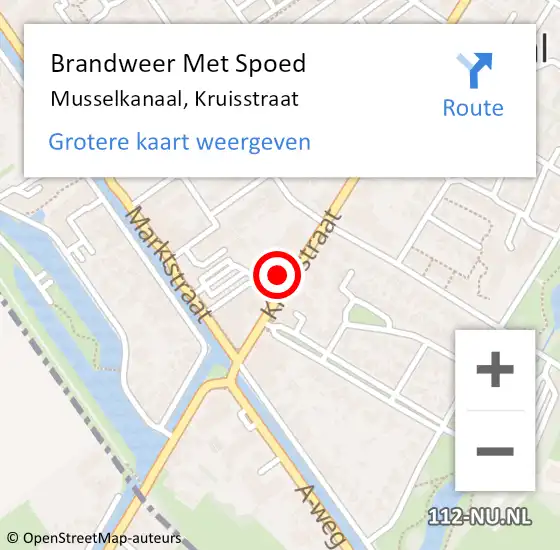 Locatie op kaart van de 112 melding: Brandweer Met Spoed Naar Musselkanaal, Kruisstraat op 9 augustus 2017 20:44