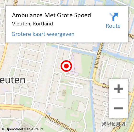 Locatie op kaart van de 112 melding: Ambulance Met Grote Spoed Naar Vleuten, Kortland op 9 augustus 2017 20:50