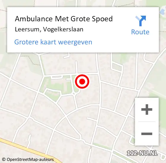 Locatie op kaart van de 112 melding: Ambulance Met Grote Spoed Naar Leersum, Vogelkerslaan op 9 augustus 2017 21:00