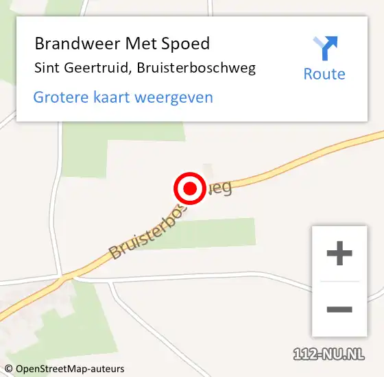 Locatie op kaart van de 112 melding: Brandweer Met Spoed Naar Sint Geertruid, Bruisterboschweg op 9 augustus 2017 21:16