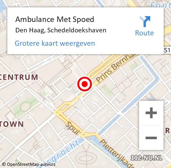 Locatie op kaart van de 112 melding: Ambulance Met Spoed Naar Den Haag, Schedeldoekshaven op 9 augustus 2017 21:19