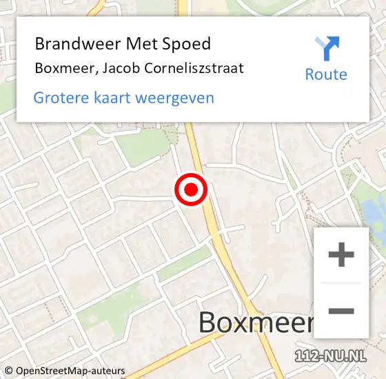 Locatie op kaart van de 112 melding: Brandweer Met Spoed Naar Boxmeer, Jacob Corneliszstraat op 9 augustus 2017 21:30