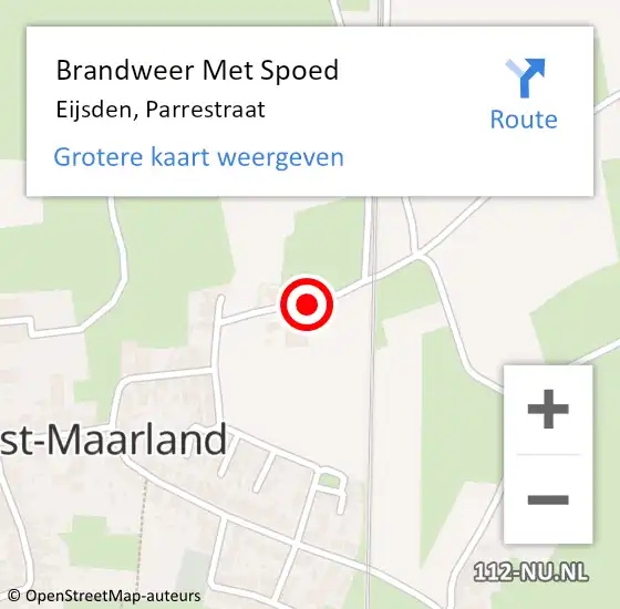 Locatie op kaart van de 112 melding: Brandweer Met Spoed Naar Eijsden, Parrestraat op 9 augustus 2017 21:30