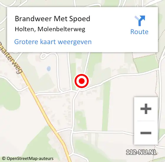 Locatie op kaart van de 112 melding: Brandweer Met Spoed Naar Holten, Molenbelterweg op 9 augustus 2017 21:52