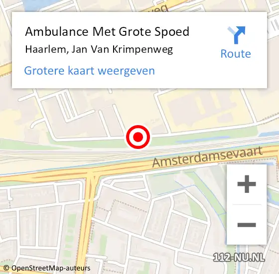 Locatie op kaart van de 112 melding: Ambulance Met Grote Spoed Naar Haarlem, Jan Van Krimpenweg op 9 augustus 2017 22:06