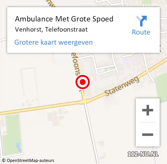 Locatie op kaart van de 112 melding: Ambulance Met Grote Spoed Naar Venhorst, Telefoonstraat op 9 augustus 2017 22:35