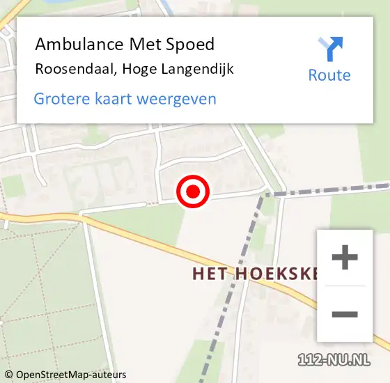 Locatie op kaart van de 112 melding: Ambulance Met Spoed Naar Roosendaal, Hoge Langendijk op 9 augustus 2017 23:03