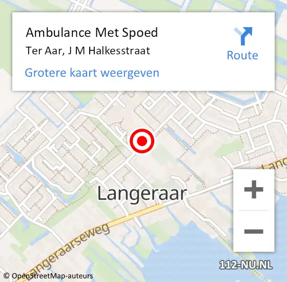 Locatie op kaart van de 112 melding: Ambulance Met Spoed Naar Ter Aar, J M Halkesstraat op 9 augustus 2017 23:15