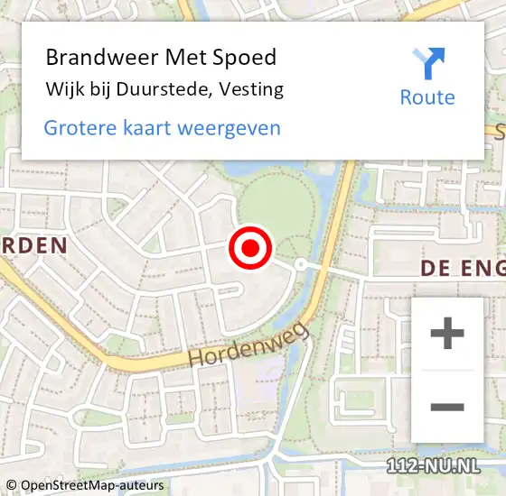 Locatie op kaart van de 112 melding: Brandweer Met Spoed Naar Wijk bij Duurstede, Vesting op 10 augustus 2017 00:48