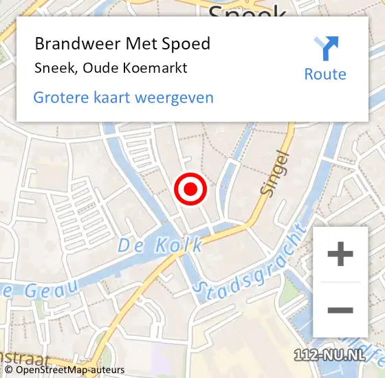 Locatie op kaart van de 112 melding: Brandweer Met Spoed Naar Sneek, Oude Koemarkt op 10 augustus 2017 02:59