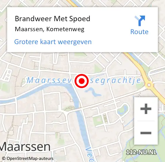 Locatie op kaart van de 112 melding: Brandweer Met Spoed Naar Maarssen, Kometenweg op 10 augustus 2017 05:50