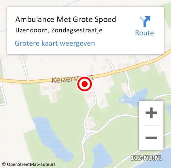 Locatie op kaart van de 112 melding: Ambulance Met Grote Spoed Naar IJzendoorn, Zondagsestraatje op 10 augustus 2017 08:20