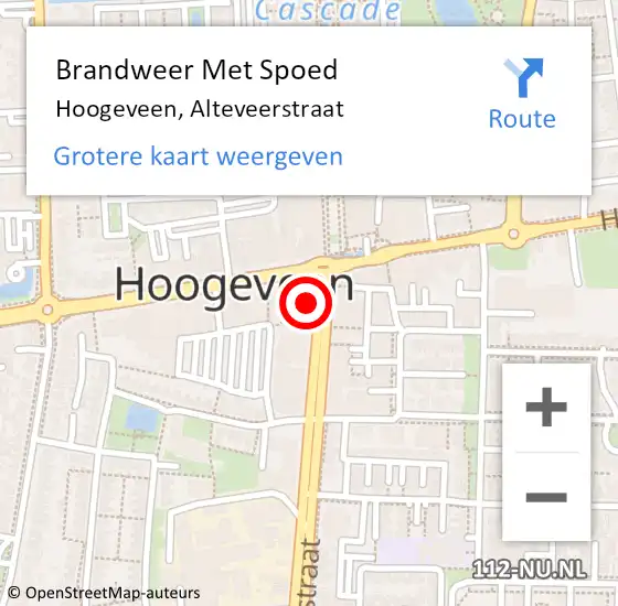 Locatie op kaart van de 112 melding: Brandweer Met Spoed Naar Hoogeveen, Alteveerstraat op 10 augustus 2017 10:23