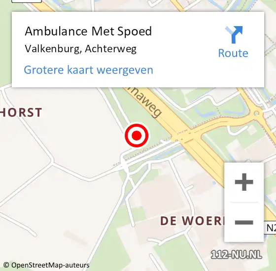 Locatie op kaart van de 112 melding: Ambulance Met Spoed Naar Valkenburg, Achterweg op 10 augustus 2017 10:29