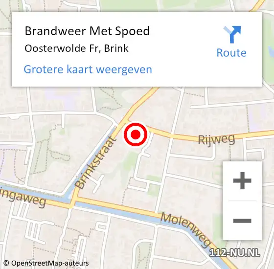 Locatie op kaart van de 112 melding: Brandweer Met Spoed Naar Oosterwolde Fr, Brink op 10 augustus 2017 10:39