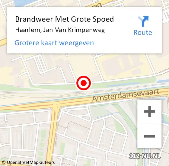 Locatie op kaart van de 112 melding: Brandweer Met Grote Spoed Naar Haarlem, Jan Van Krimpenweg op 10 augustus 2017 11:17