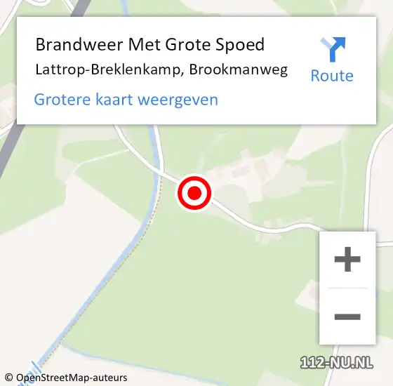 Locatie op kaart van de 112 melding: Brandweer Met Grote Spoed Naar Lattrop-Breklenkamp, Brookmanweg op 10 augustus 2017 11:43