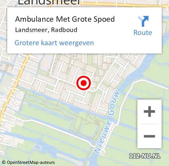 Locatie op kaart van de 112 melding: Ambulance Met Grote Spoed Naar Landsmeer, Radboud op 10 augustus 2017 11:49