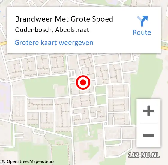 Locatie op kaart van de 112 melding: Brandweer Met Grote Spoed Naar Oudenbosch, Abeelstraat op 10 augustus 2017 12:15