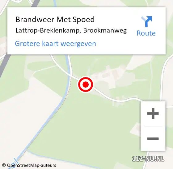 Locatie op kaart van de 112 melding: Brandweer Met Spoed Naar Lattrop-Breklenkamp, Brookmanweg op 10 augustus 2017 12:17