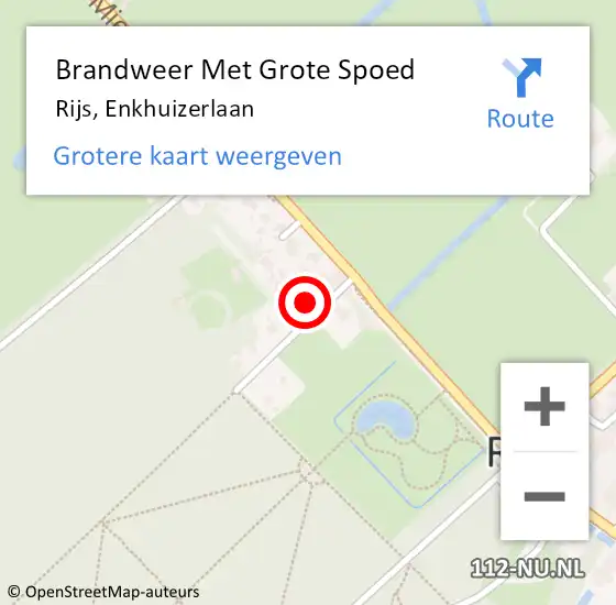 Locatie op kaart van de 112 melding: Brandweer Met Grote Spoed Naar Rijs, Enkhuizerlaan op 10 augustus 2017 12:40