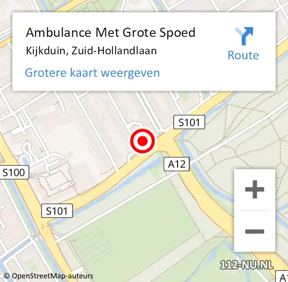 Locatie op kaart van de 112 melding: Ambulance Met Grote Spoed Naar Kijkduin, Zuid-Hollandlaan op 10 augustus 2017 12:59