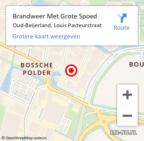 Locatie op kaart van de 112 melding: Brandweer Met Grote Spoed Naar Oud-Beijerland, Louis Pasteurstraat op 10 augustus 2017 13:32