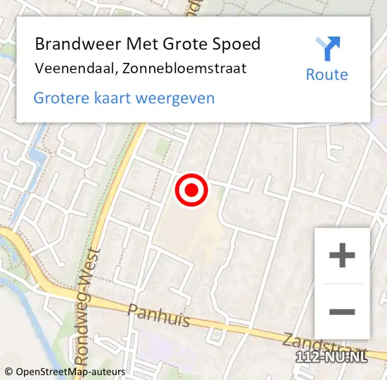 Locatie op kaart van de 112 melding: Brandweer Met Grote Spoed Naar Veenendaal, Zonnebloemstraat op 10 augustus 2017 14:11