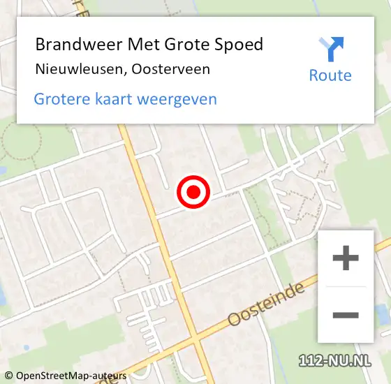 Locatie op kaart van de 112 melding: Brandweer Met Grote Spoed Naar Nieuwleusen, Oosterveen op 10 augustus 2017 14:25