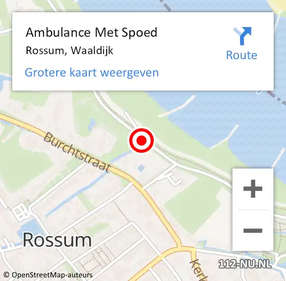 Locatie op kaart van de 112 melding: Ambulance Met Spoed Naar Rossum, Waaldijk op 10 augustus 2017 14:29