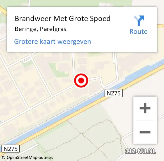 Locatie op kaart van de 112 melding: Brandweer Met Grote Spoed Naar Beringe, Parelgras op 10 augustus 2017 15:01